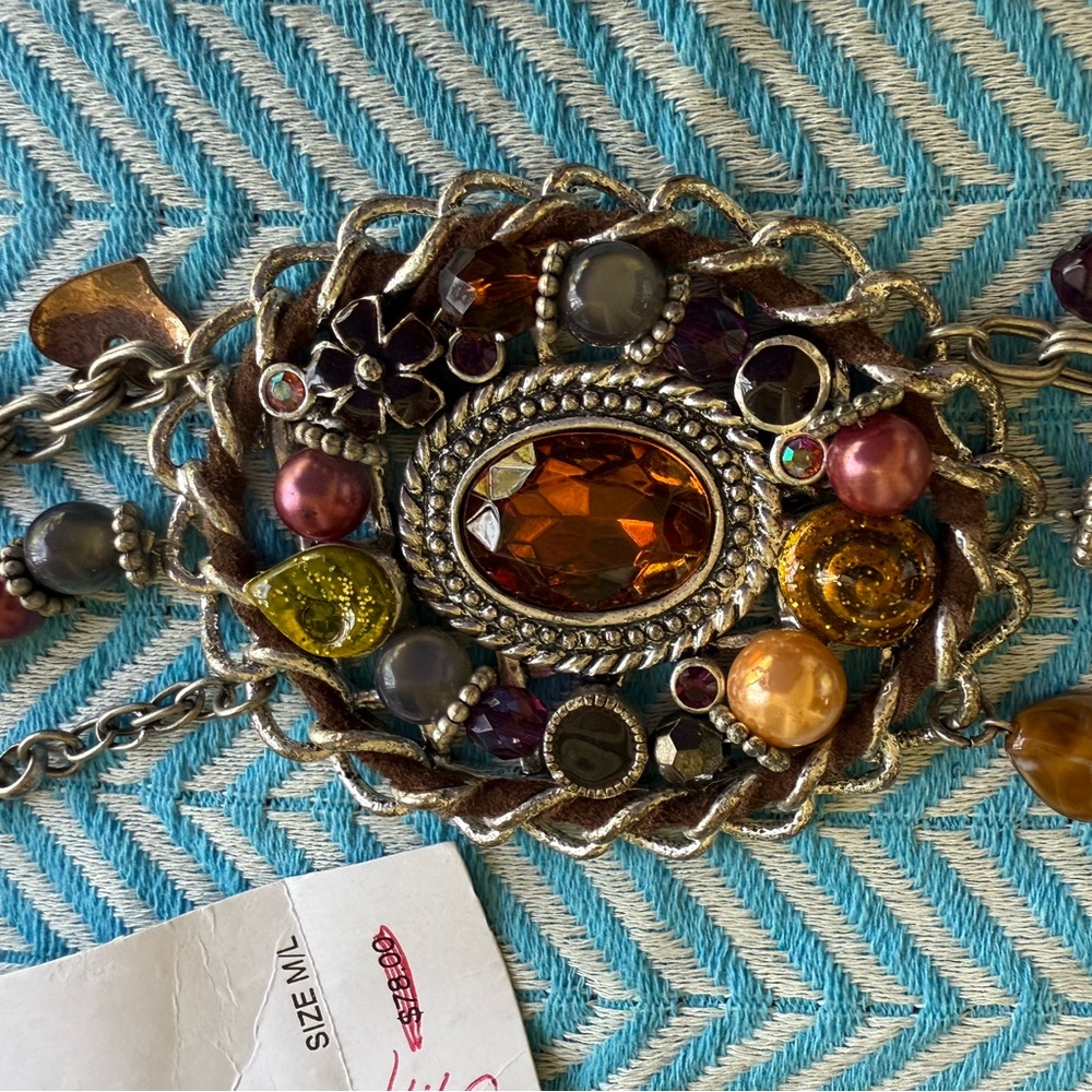 Chico's Silver and Orange Belt with Intricate Design